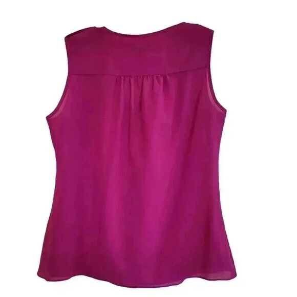 Banana Republic Women's Raspberry Pink Poly Georgette Sleeveless V-Neck Top - Picture 7 of 7